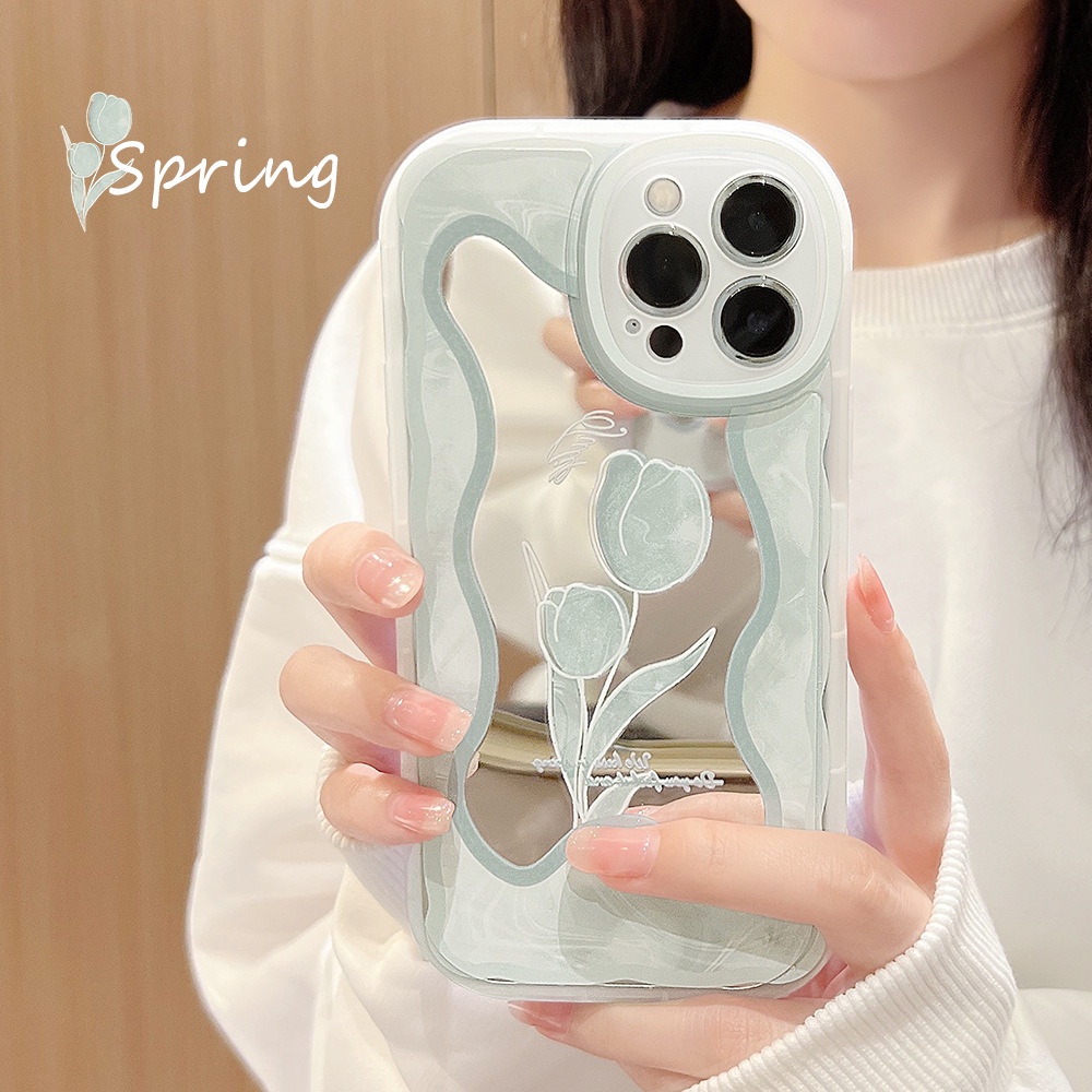 IPHONE Musim Panas Warna Cahaya Tulip Penuh Perlindungan Mirror Case Anti-Jatuh Cover Untuk Iphone7 8 PLUS X XR XS 11 12 13 14 Mini PRO MAX SE 2020