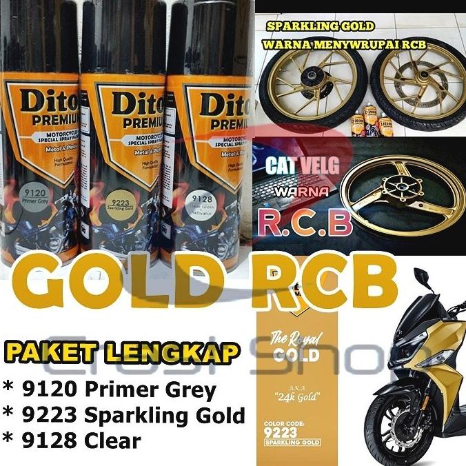 Paket Lengkap Cat Pilox Diton Premium 9223 Sparkling Gold Rcb 400Cc
