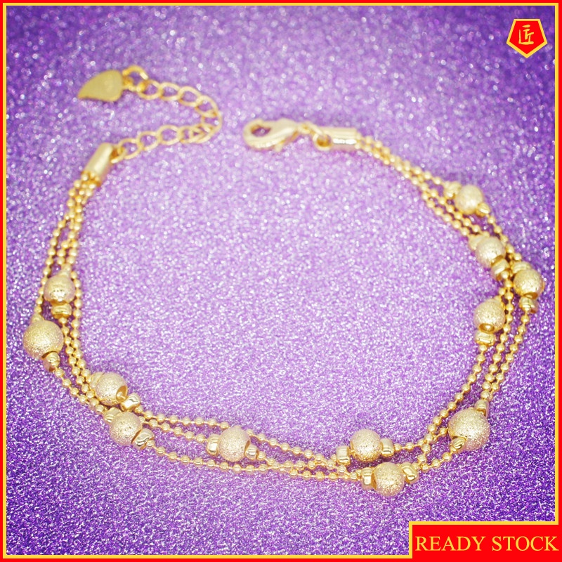 [Ready Stock]Fashion Multi-Layer Frosted Bracelet 18K Gold