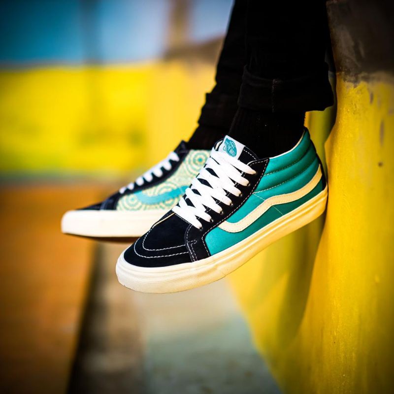Vans SK8 Mid Reissue Dress Blues / Sea Green (Suede/Warped Check)