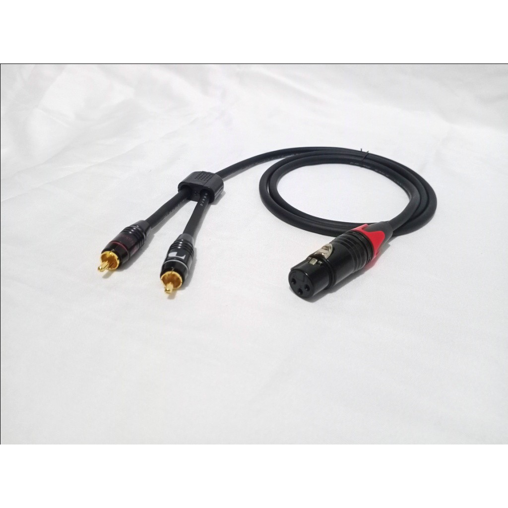 KABEL CANON XLR FEMALE KE RCA 2 CABANG JACK BLACK 14-16 METER