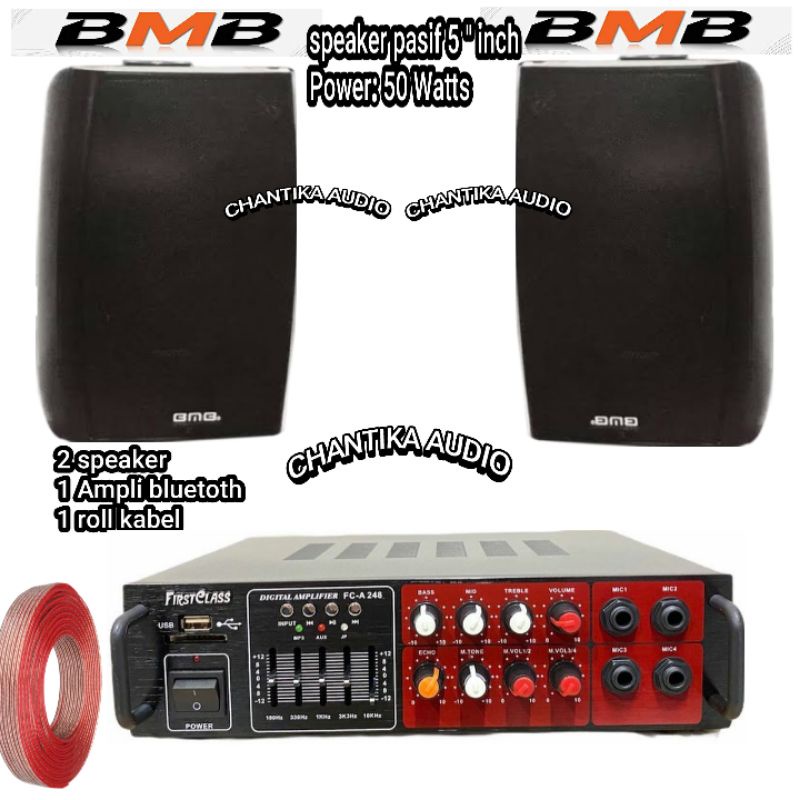 Paket sound System Bmb Original Speaker 5 Inch Ampli Bluetooth
