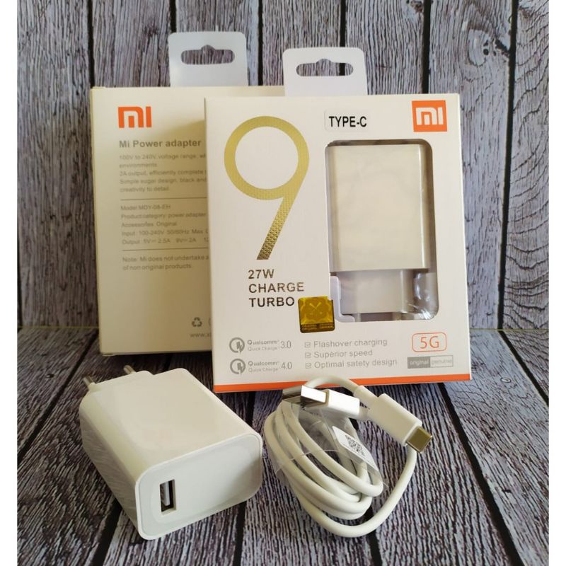 CHARGER XMI MI9 NEW WHITE PACKING TYPE C ORIGINAL 3A super fast charging