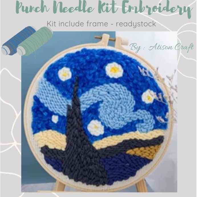 

Banting Harga Diy Embroidery Punch Needle Kit Hoop - Vangogh Starry Nite