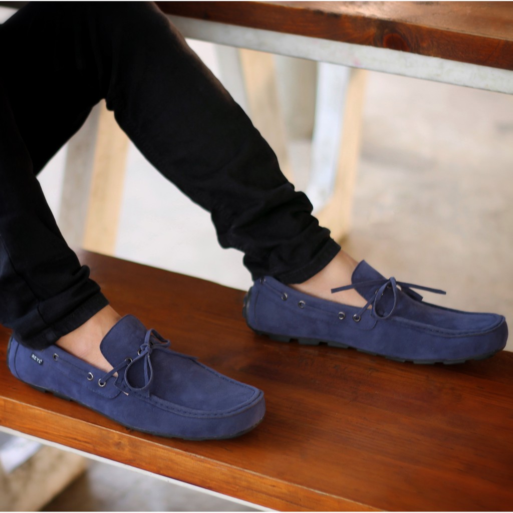 Lick New Navy | Sepatu Suede Vintage Klasik Casual Pria Boat Ori Original Footwear | FORIND x Reyl