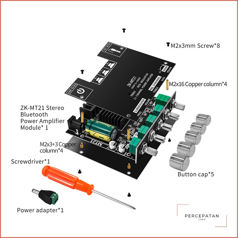 【ZK-MT21】 2.1 channel bluetooth modul penguat daya digital daya tinggi 50W * 2 + 100W nada tinggi dan rendah super subwoofer