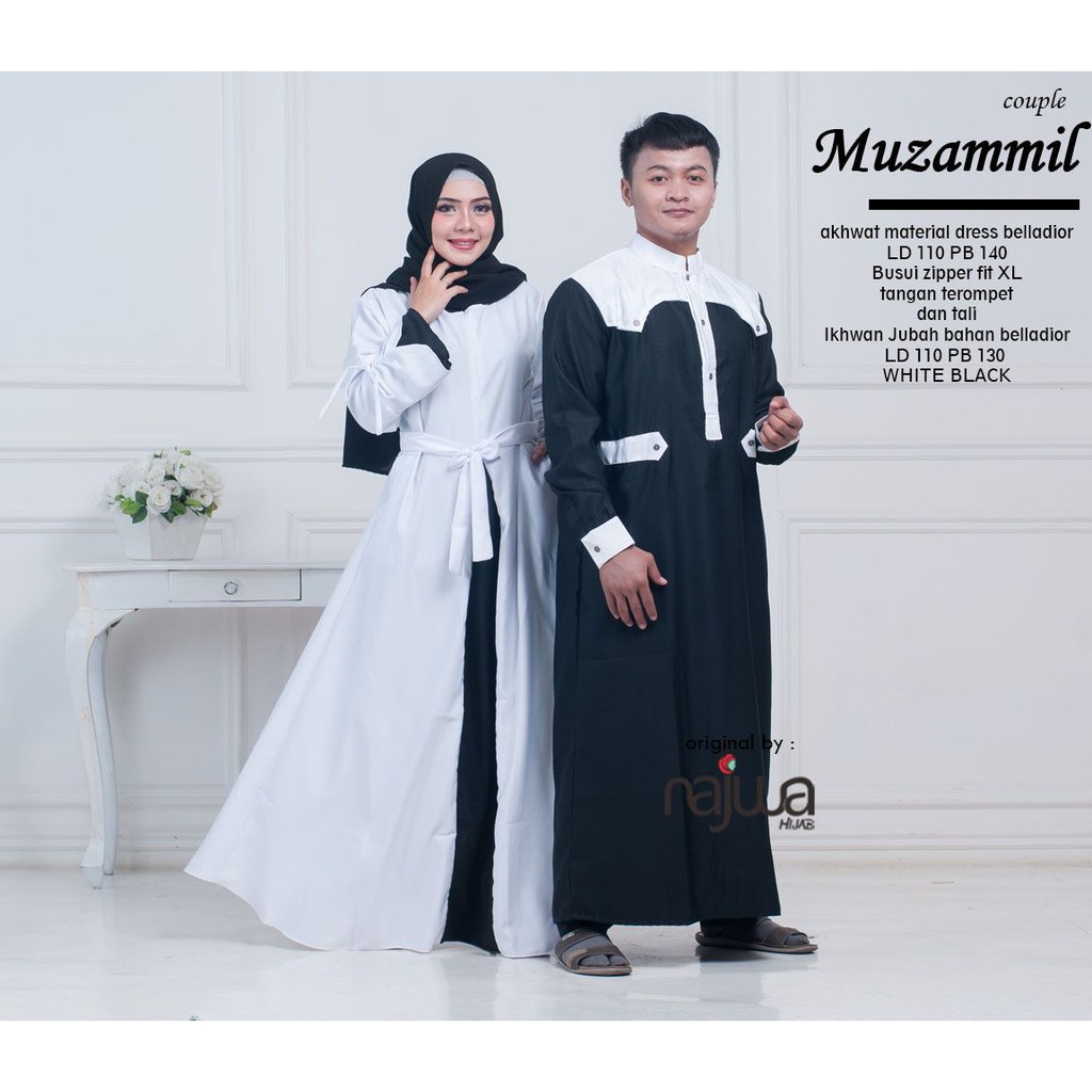 JAZIRAH COUPLE DRESS KEMEJA HIJAB BAJU GAMIS MUSLIMAH ORI NAJWA