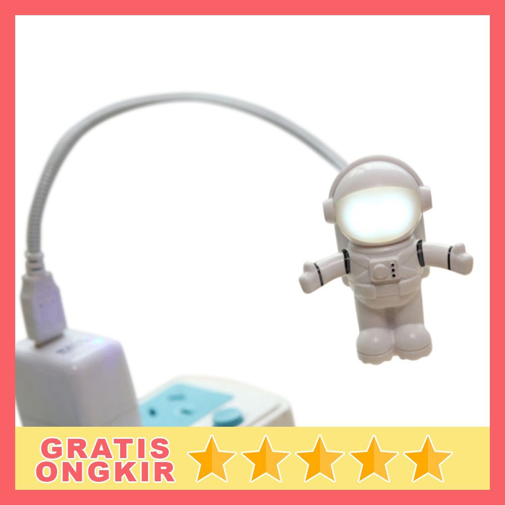 Lampu LED USB Night Light Lamp Flexible Spaceman Astronaut Hias USB Meja X01 Eshoo Gray Grab Medan