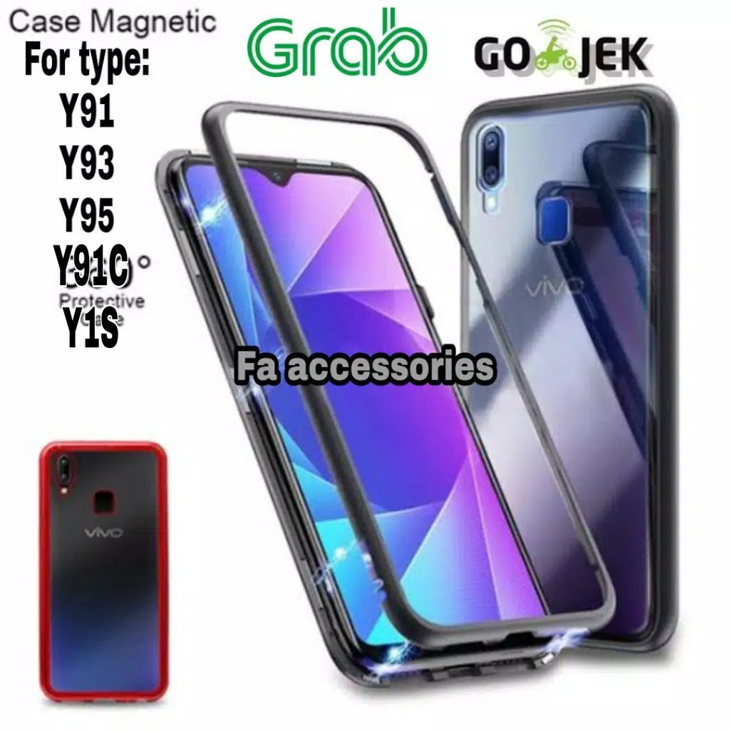 Case Magnetic VIVO y91 Y91C y93 y95 Y1S Casing Magnetic Metal Glass Hard Case