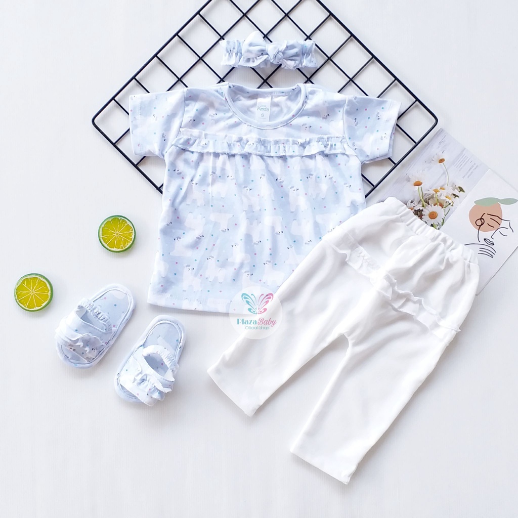 Plazababyku MX TRUE SET SANDAL setelan bayi motif bunga yang lucu free headband + sandal PART4