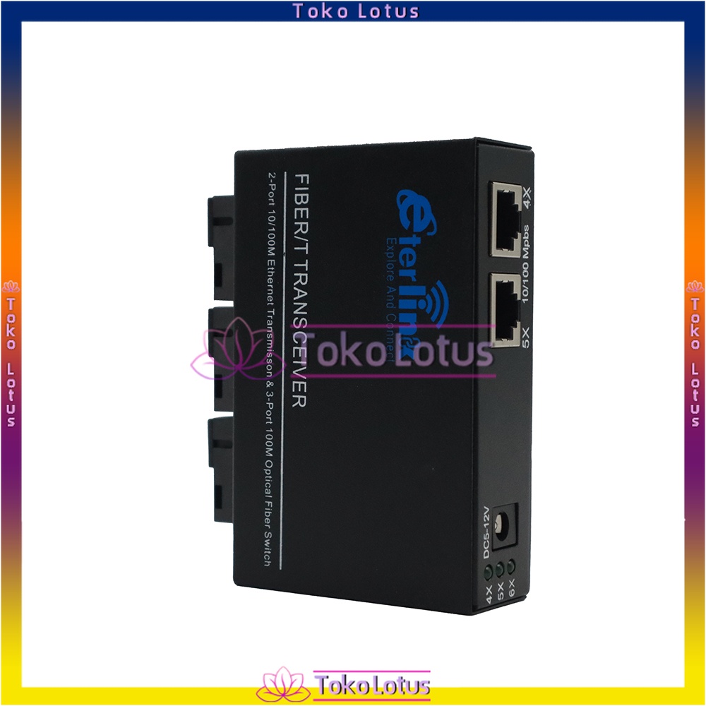 NEW Switch Ethernet Media Fiber Optik Mode Tunggal 2 Rj45 Dan 3 Sc Port 10 100m Import
