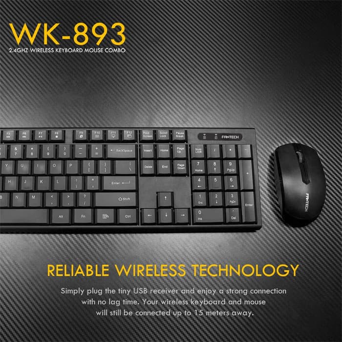 Fantech WK893 Keyboard Mouse Wireless Combo 2.4Ghz Silent Click