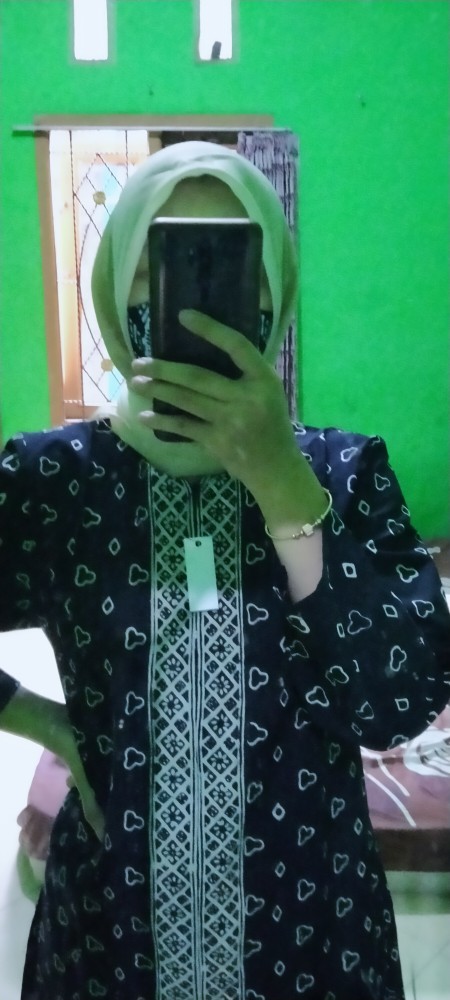 Shanaya Batik Tunik Nadya Batik Cap Garutan Hitam Zipper Depan