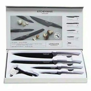 KITCHEN KNIFE 5 SET COOKPLUS LOCK & LOCK ( HITAM ) / Oxone Pisau Dapur