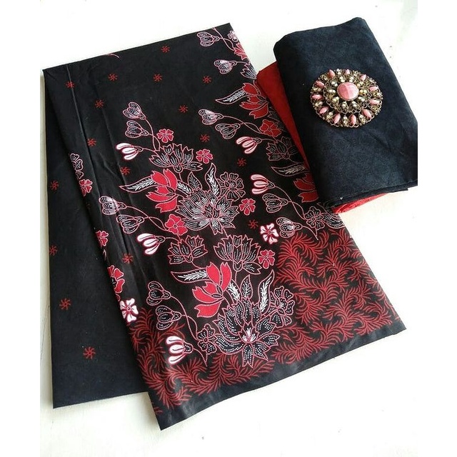 Kain Batik Jarik Kebaya Couple Set Embos Murah Katun Primis Sogan Lawasan Seragam Wanita Warna Merah