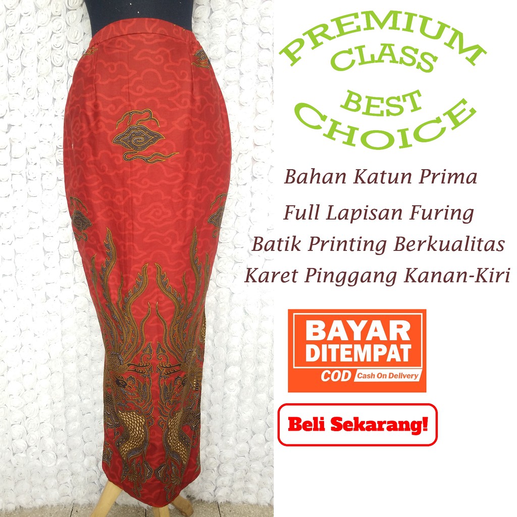 Arcobaleno Rok Batik Panjang Model Rok Pramugari Belah Samping Mega Mendung Merah Bawahan Batik Shopee Indonesia