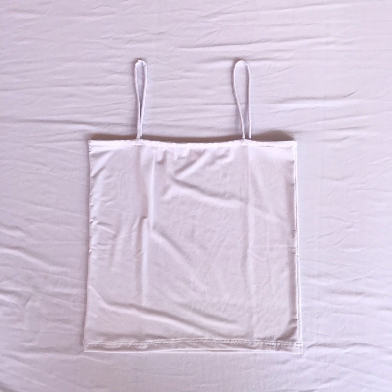 Tanktop Wanita Polos Square Tanktop Tali kecil-Putih