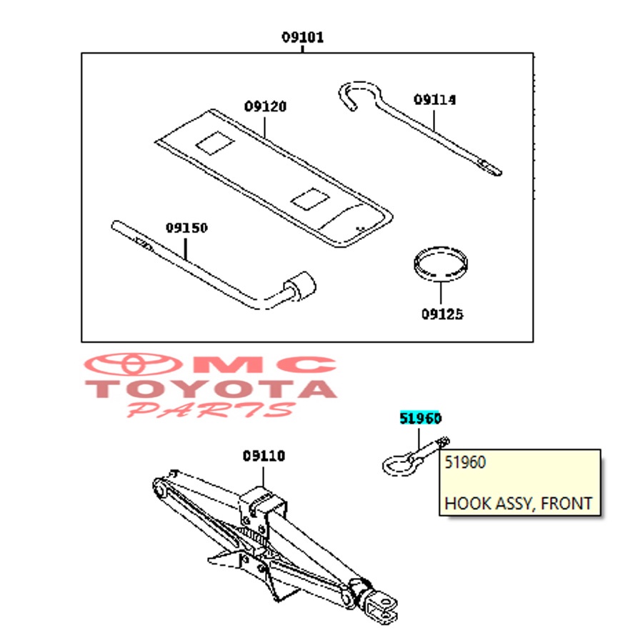 Towing Hook / Besi Cantolan Derek Depan Agya Ayla Calya 51960-BZ070