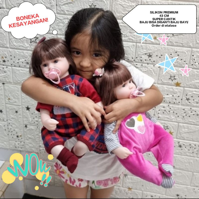 TERMURAH! Boneka Reborn Bayi Silikon mirip Asli Dengan Akta Lahir Cantik Mewah 42 cm 18 Inch