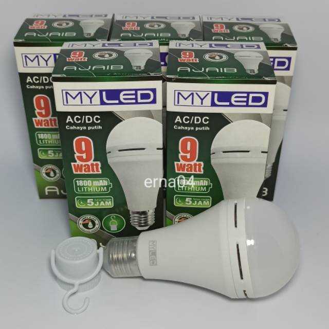 MYLED Lampu LED Emergency AC/DC 9 Watt (Paket 5 Pcs)