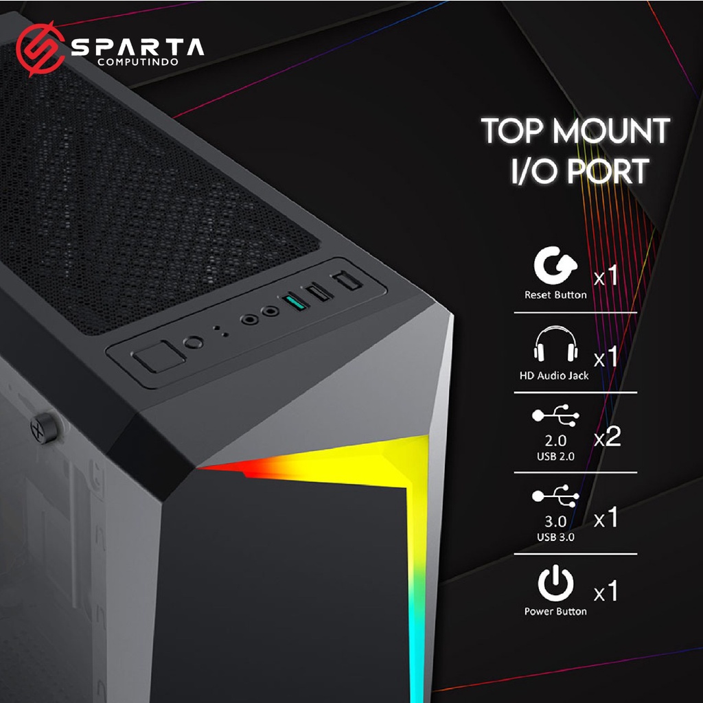 Casing Vurrion Vortex Froze Black Mid Tower Gaming Case