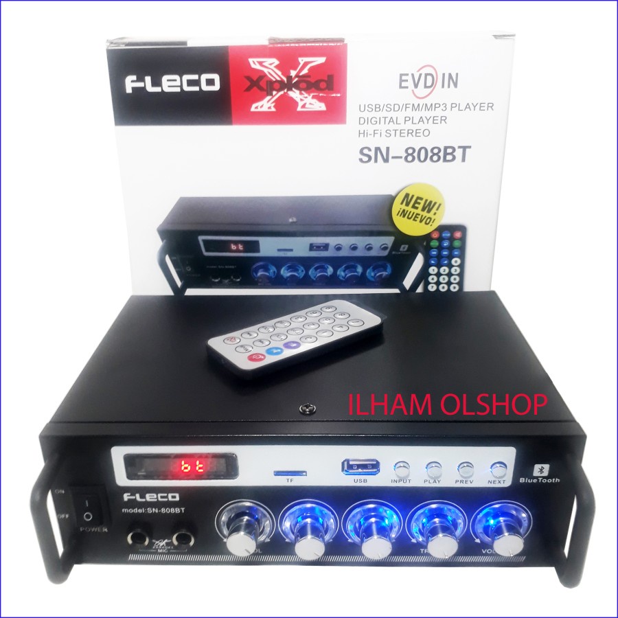 Amplifier FLECO AK-808BT Bluetooth Stereo Ampli + USB + FM Radio