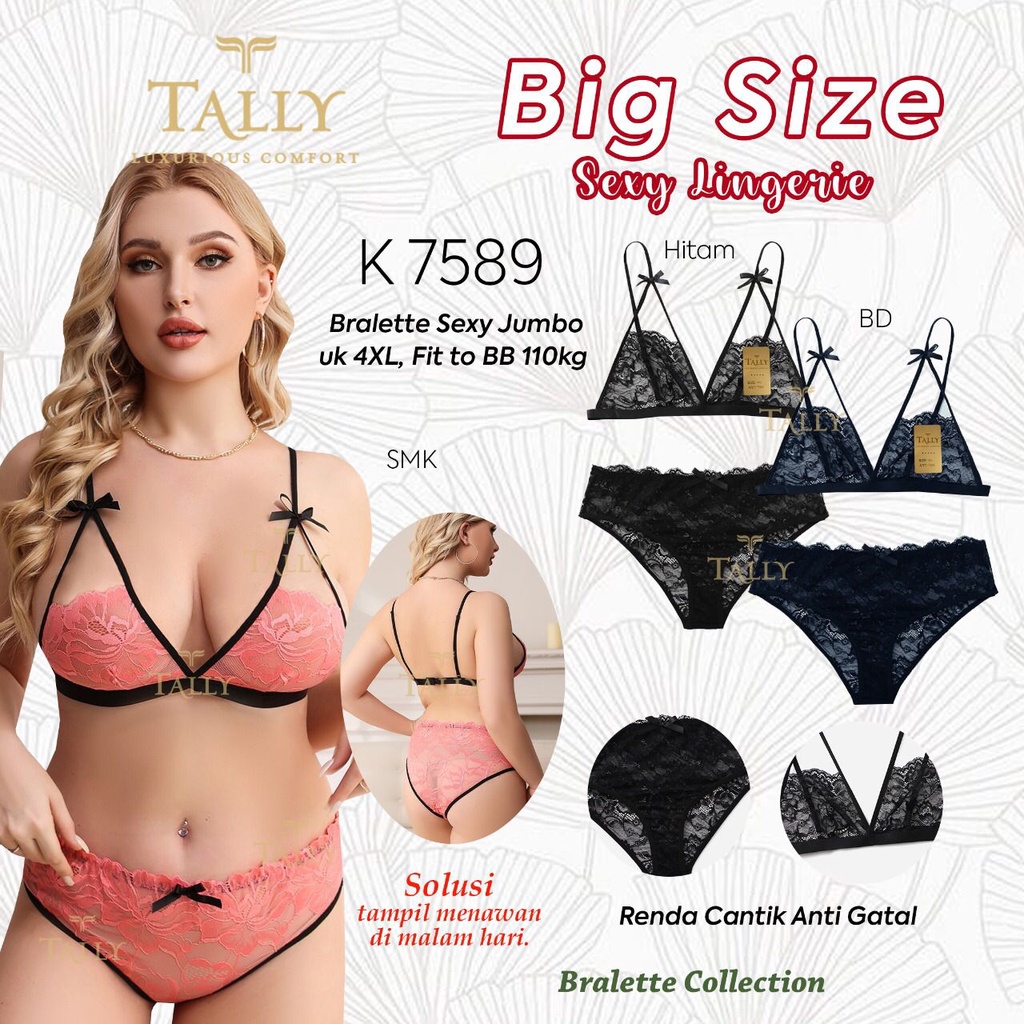 TALLY BRA BH SET KEMBEN BRALETTE RENDA 7589 BIG SIZE