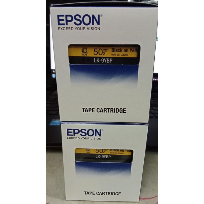 

Epson label 50mm black on yellow labelworks tape cartridge Lk-9YBP
