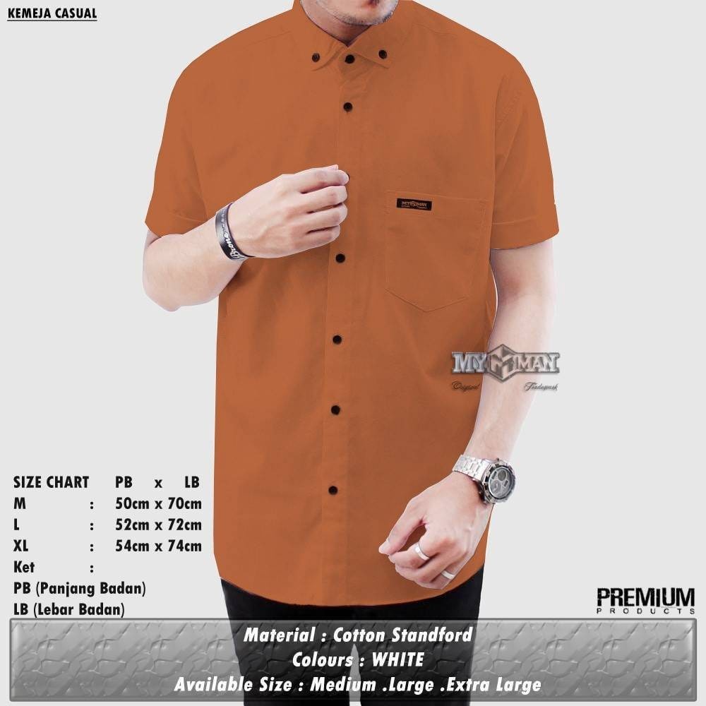 MY MAN Original Kemeja Polos lengan pendek kemeja pria warna gold art seri MY130