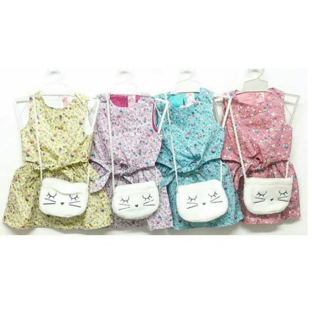 Dress bayi set tas pinggang karet 6-12 bulan