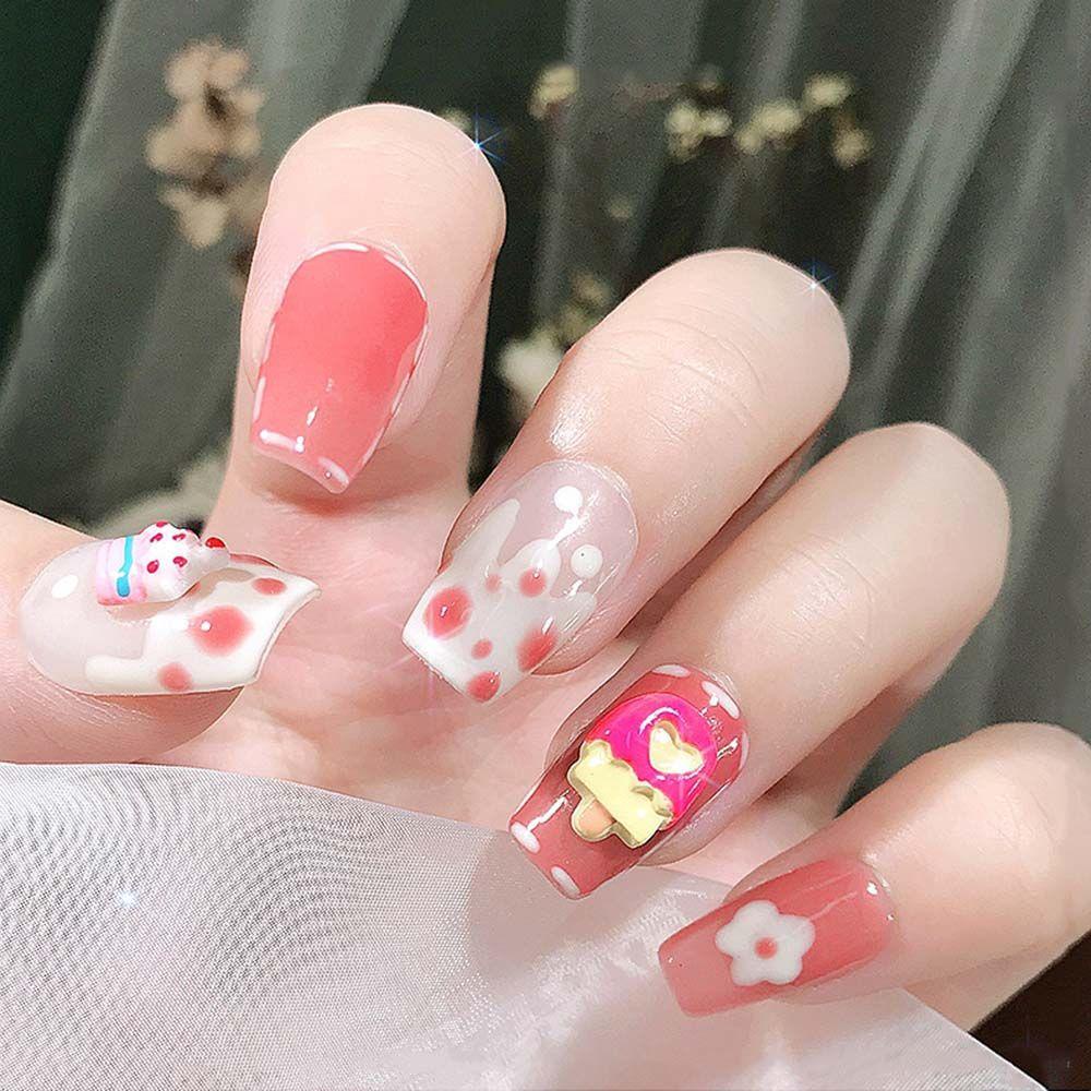 AUGUSTINA Agustinina Perhiasan Nail Art Girly Heart Jepang Es Krim Kue Donat Coklat DIY Ornamen