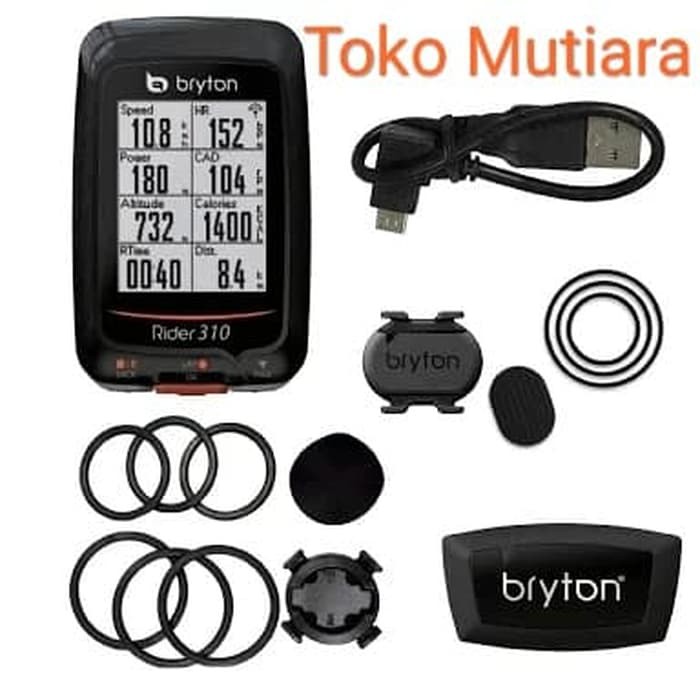Speedometer gowes Bryton RIDER 310 lengkap cadance + heart rate sensor