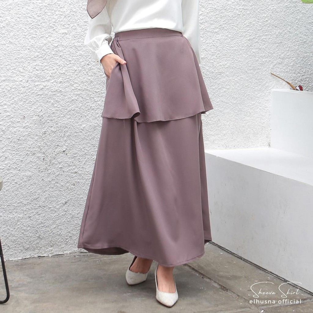 [𝐄𝐥𝐡𝐮𝐬𝐧𝐚] sheeva skirt / rok rample / rok daily / rok panjang rample / bawahan wanita / rok A