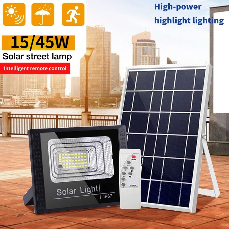 Solar Light Lampu Panel Surya tenaga Flood Light Cell 15W 45W Wall Lights Outdoor Lighting