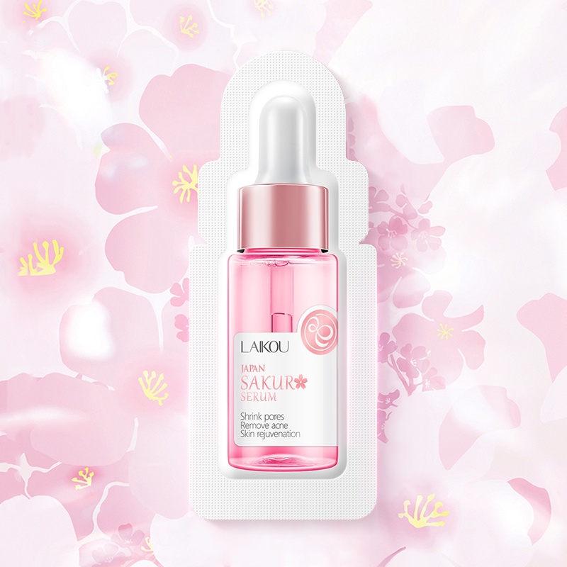 LAIKOU Sakura Brightening Serum Melembutkan Kerut Esensi Bunga Sakura Meremajakan Kulit 5pcs