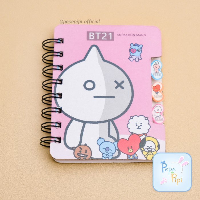

[RESTOCK] Buku Spiral BT21 BTS Notebook Kawat Hard Cover Catatan Saku Kecil Mini - Pink