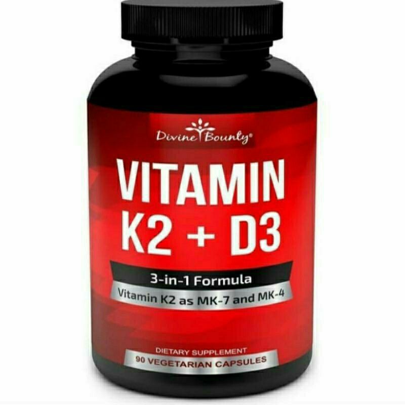 VITAMIN K2 + D3 DIVINE BOUNTY( MK + MK4) WITH D3 5000 IU 60 VEGETARIAN CAPSUL Spesi promo 3 Bonus 1