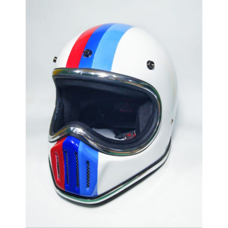 Helm Cakil model HBC motif putih BMW