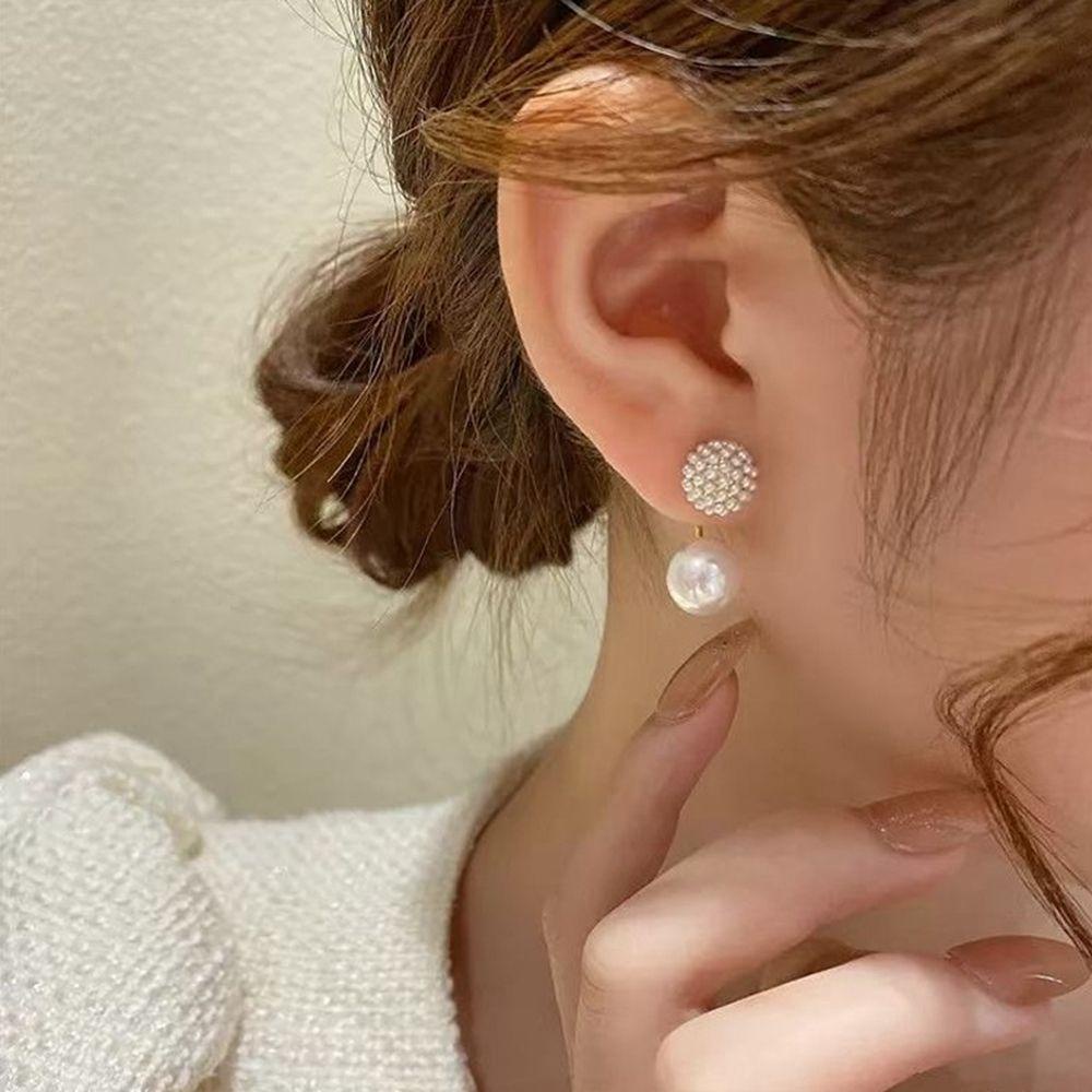 Mxbeauty Anting Mutiara Retro Sederhana Perancis Kembali Anting Gantung Mutiara Besar Bulat Anting Perempuan