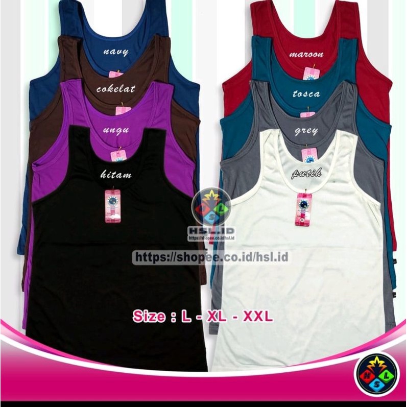 6 PCS/BEEE_91/ Fellicia | Singlet LUSINAN/Tanktop | L XL &amp; Jumbo Art 220 #promo# Singlet Wanita / Tanktop Wanita Tali Lebar