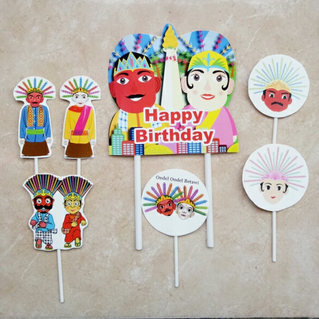 cake topper hiasan kue ulang tahun kue pesta karakter Ondel Ondel Ondel-Ondel Betawi Jakarta