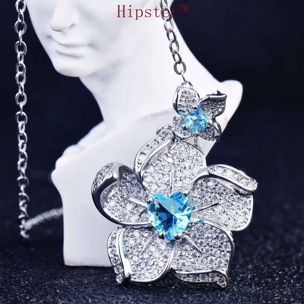 Jewelry Heart-Shaped Set Luxury Earring Ring Pendant Necklace for Women