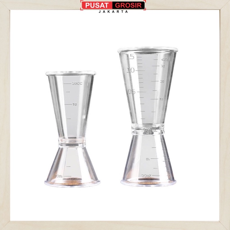 S200 Jigger Acrylic Plastik Transparant 10/20ml 20/40ml Gelas Ukur Measuring Cup 10/20cc 20/40cc Pla