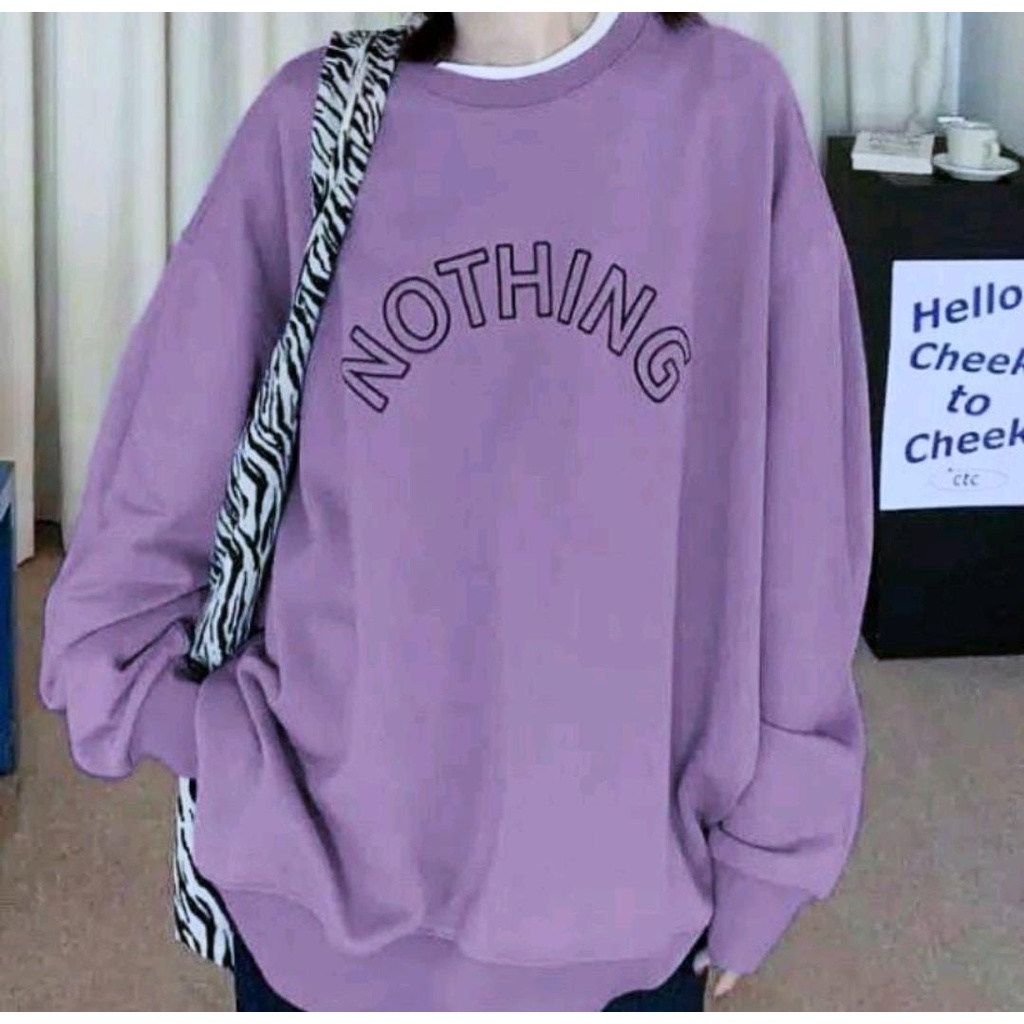 NOTHING SWEATER OVERSIZE - SWEATER WANITA SWEATSHIRT OBLONG OVERSIZE