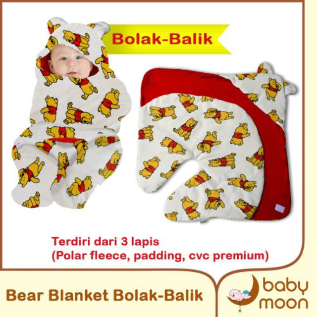 Bear blanket dita Selimut bayi lembut Bolak balik selimut fleece selimut anak jaket anak baby cape