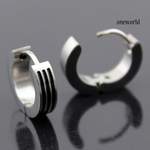 OW@ Men Women Fashion Punk Gothic Stainless Steel Hoop Stud Earrings Jewelry