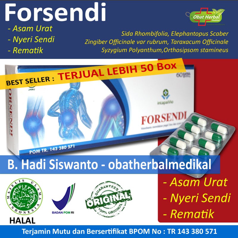 FORSENDI 60 KAPSUL OBAT  HERBAL REMATIK ASAM URAT NYERI 