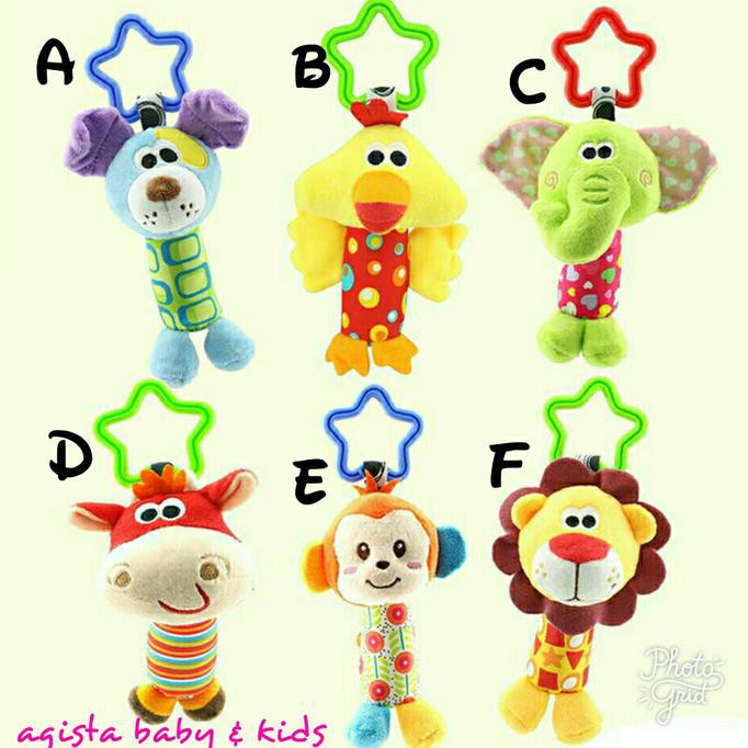 MAINAN GANTUNG UNTUK STROLLER BAYI / MAINAN BAYI RATTLE / BONEKA BUNYI - A - DOG