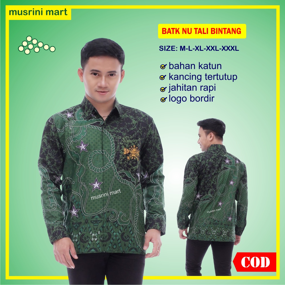 Batik Nu Tali Bintang Baju Kemeja Seragam Nu Terbaru Terlaris Asli Batik Pekalongan Kondangan Aswaja