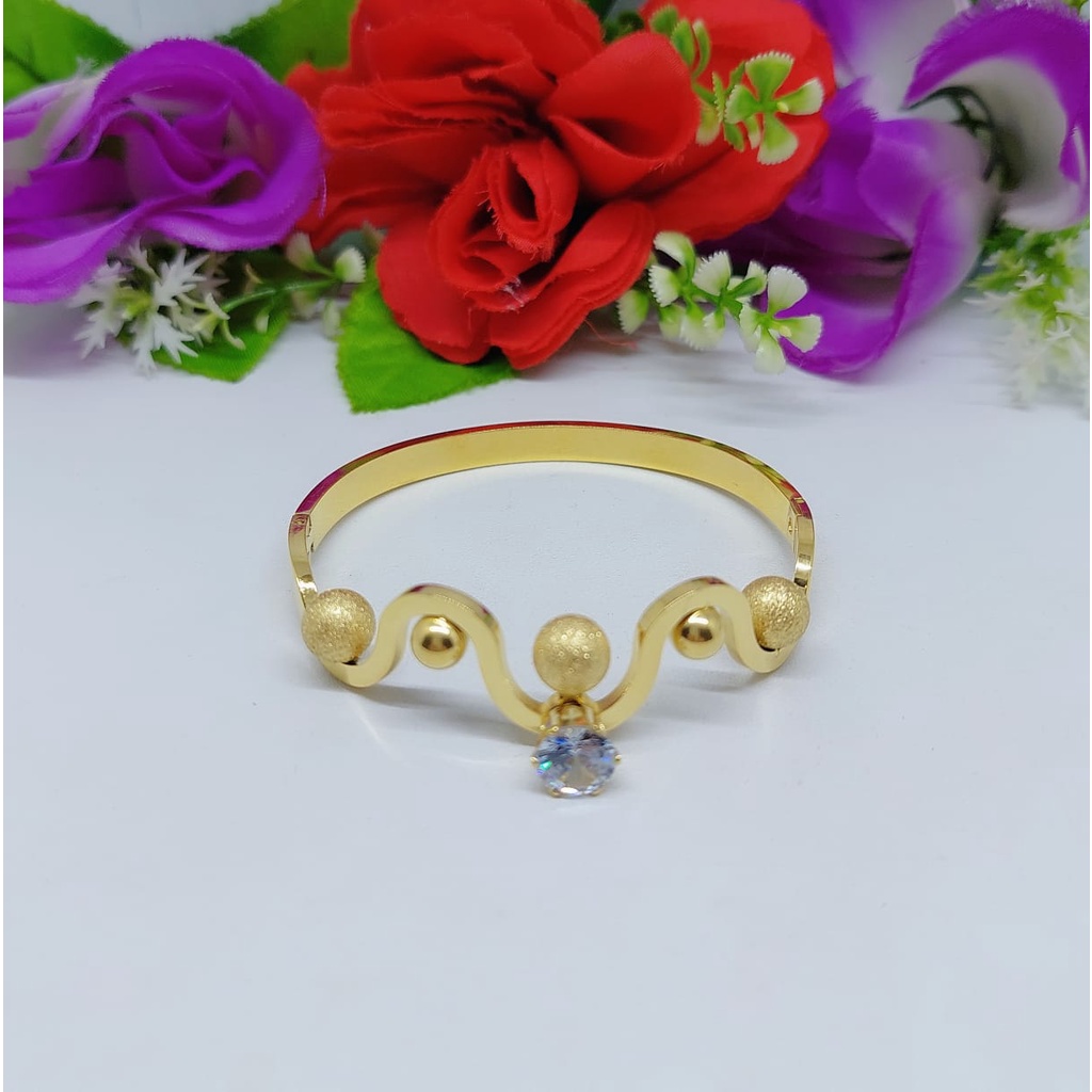 Set titanium gelang dan cincin wanita bjiji bola perhiasan fashion